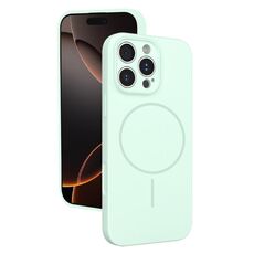 Custodia sottile in silicone liquido con foro sottile per iPhone 16 Pro (verde menta)