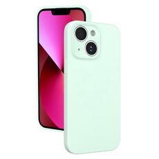 Custodia per iPhone 13 in silicone liquido con foro sottile (verde menta)