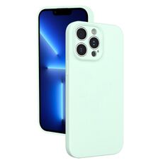 Custodia per iPhone 13 Pro in silicone liquido con foro sottile (verde menta)