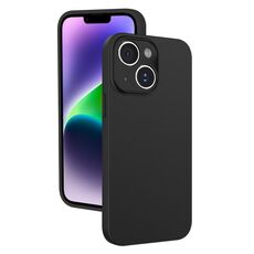Custodia per telefono in silicone liquido con foro sottile per iPhone 14 (nero)