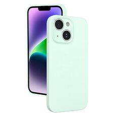 Custodia per iPhone 14 in silicone liquido con foro sottile (verde menta)