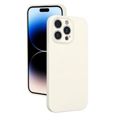 Custodia per telefono in silicone liquido con foro sottile per iPhone 14 Pro (bianca)