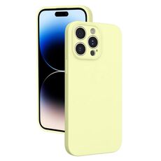 Custodia per telefono in silicone liquido con foro sottile per iPhone 14 Pro Max (giallo)