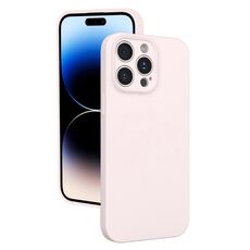 Custodia per telefono in silicone liquido con foro sottile per iPhone 14 Pro Max (rosa)