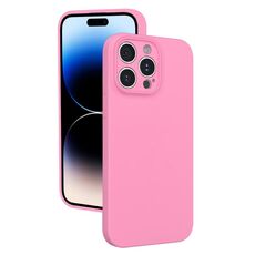 Custodia in silicone liquido con foro sottile per iPhone 14 Pro Max (rosa)