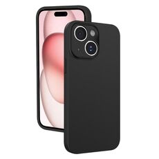 Custodia per telefono in silicone liquido con foro sottile per iPhone 15 (nero)
