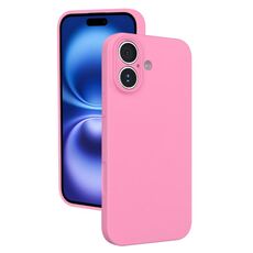 Custodia in silicone liquido con foro sottile per iPhone 16 (rosa)