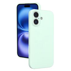 Custodia per telefono in silicone liquido con foro sottile per iPhone 16 (verde menta)