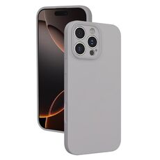 Custodia per telefono in silicone liquido con foro sottile per iPhone 16 Pro Max (grigio titanio)