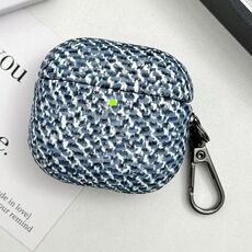 Custodia per auricolari AirPods 4 con texture mimetica e gancio (blu)