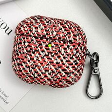 Custodia per auricolari AirPods 3 con texture mimetica e gancio (rosso)
