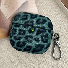Custodia per auricolari wireless AirPods Pro con texture leopardata (verde)