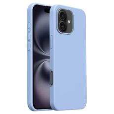 Custodia per iPhone 16 Burom Cloud Sensing in silicone liquido ultrasottile con copertura totale (blu foschia)