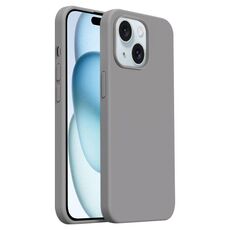 Custodia per iPhone 15 Burom Cloud Sensing in silicone liquido ultrasottile con copertura totale (Cinquanta sfumature di grigio)