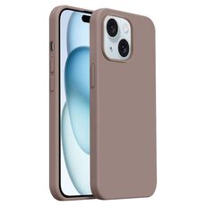 Custodia per iPhone 15 Burom Cloud Sensing in silicone liquido ultrasottile con copertura totale (marrone Qiaoli)