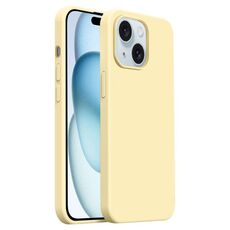 Custodia per iPhone 15 Burom Cloud Sensing in silicone liquido ultrasottile con copertura totale (crema)