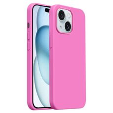 Custodia per iPhone 15 Burom Cloud Sensing in silicone liquido ultrasottile con copertura totale (rosa cipria)