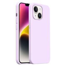 Custodia per iPhone 14 Burom Cloud Sensing in silicone liquido ultrasottile con copertura totale (viola fagiolo)