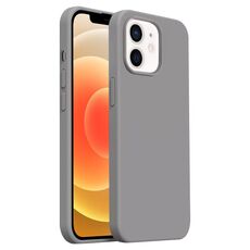 Custodia per iPhone 12 Burom Cloud Sensing in silicone liquido ultrasottile con copertura totale (Cinquanta sfumature di grigio)