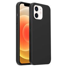 Custodia per iPhone 12 Burom Cloud Sensing in silicone liquido ultrasottile con copertura totale (nero jazz)