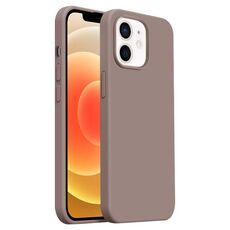 Custodia per iPhone 12 Burom Cloud Sensing in silicone liquido ultrasottile con copertura totale (marrone Qiaoli)