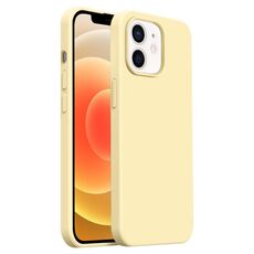Custodia per iPhone 12 Burom Cloud Sensing in silicone liquido ultrasottile con copertura totale (crema)