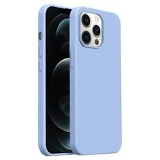Custodia per iPhone 12 Pro Max Burom Cloud Sensing in silicone liquido ultrasottile con copertura totale (blu foschia)