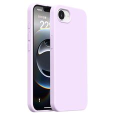Custodia per iPhone 16e Burom Cloud Sensing in silicone liquido ultrasottile con copertura totale (viola fagiolo)