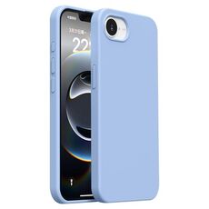 Custodia per iPhone 16e Burom Cloud Sensing in silicone liquido ultrasottile con copertura totale (blu foschia)