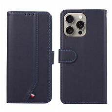 Custodia per telefono in pelle con trama delicata e RFID ABEEL per iPhone 14 Pro Max (blu)