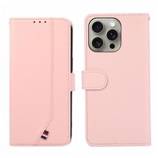 Custodia per telefono in pelle con trama delicata e RFID ABEEL per iPhone 14 Pro (rosa)