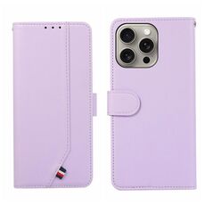 Custodia per telefono in pelle con cuciture RFID ABEEL per iPhone 14 Pro (viola)
