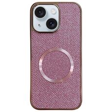 Custodia per iPhone 15 in PC galvanico con glitter e MagSafe (rosa)