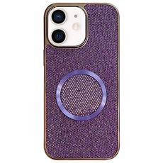 Custodia per iPhone 11 con rivestimento galvanico in PC glitterato e MagSafe (viola)
