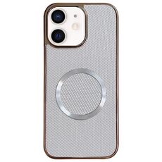 Custodia per iPhone 11 con rivestimento galvanico in PC glitterato e MagSafe (bianca)