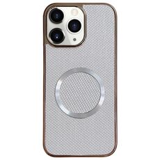 Custodia per telefono MagSafe con rivestimento galvanico in PC glitterato per iPhone 11 Pro (bianca)