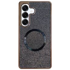 Custodia per telefono MagSafe con rivestimento galvanico in PC glitterato per Samsung Galaxy S23 FE 5G (nera)