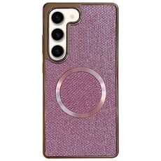 Custodia per telefono MagSafe con rivestimento galvanico in PC glitterato per Samsung Galaxy S23+ 5G (rosa)