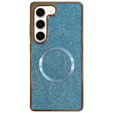 Custodia per telefono MagSafe con rivestimento galvanico in PC glitterato per Samsung Galaxy S22 5G (blu)