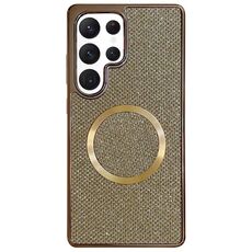 Custodia per telefono MagSafe con rivestimento galvanico in PC glitterato per Samsung Galaxy S22 Ultra 5G (oro)