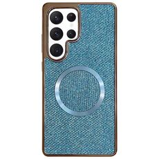 Custodia per telefono MagSafe con rivestimento galvanico in PC glitterato per Samsung Galaxy S22 Ultra 5G (blu)