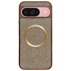 Custodia per telefono MagSafe con rivestimento galvanico in PC glitterato per Google Pixel 9/9 Pro (oro)