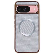 Custodia per telefono MagSafe con rivestimento galvanico in PC glitterato per Google Pixel 9/9 Pro (bianca)