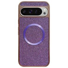 Custodia per telefono MagSafe con rivestimento galvanico in PC glitterato per Google Pixel 9 Pro XL (viola)
