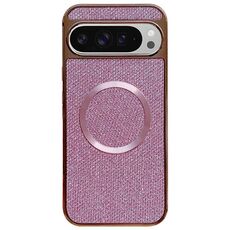 Custodia per telefono MagSafe con rivestimento galvanico in PC glitterato per Google Pixel 9 Pro XL (rosa)