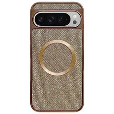 Custodia per telefono MagSafe con rivestimento galvanico in PC glitterato per Google Pixel 9 Pro XL (oro)
