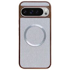Custodia per telefono MagSafe con rivestimento galvanico in PC glitterato per Google Pixel 9 Pro XL (bianca)