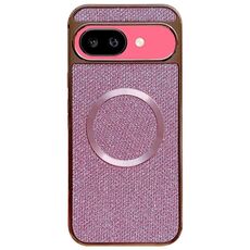 Custodia per telefono MagSafe con rivestimento galvanico in PC glitterato per Google Pixel 9a (rosa)