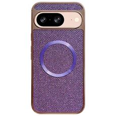 Custodia per telefono MagSafe con rivestimento galvanico in PC glitterato per Google Pixel 8 (viola)