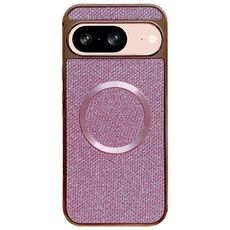 Custodia per telefono MagSafe con rivestimento galvanico in PC glitterato per Google Pixel 8 (rosa)